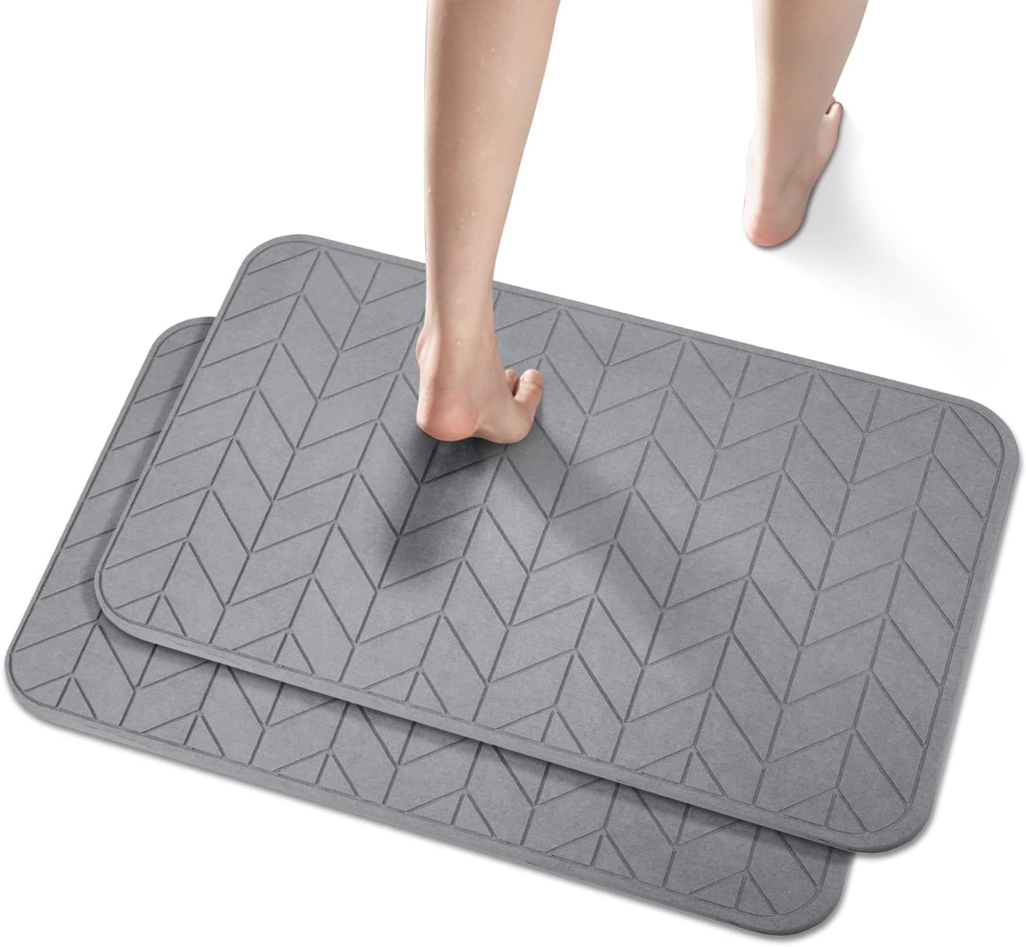 Two-piece diatomaceous earth shower mat