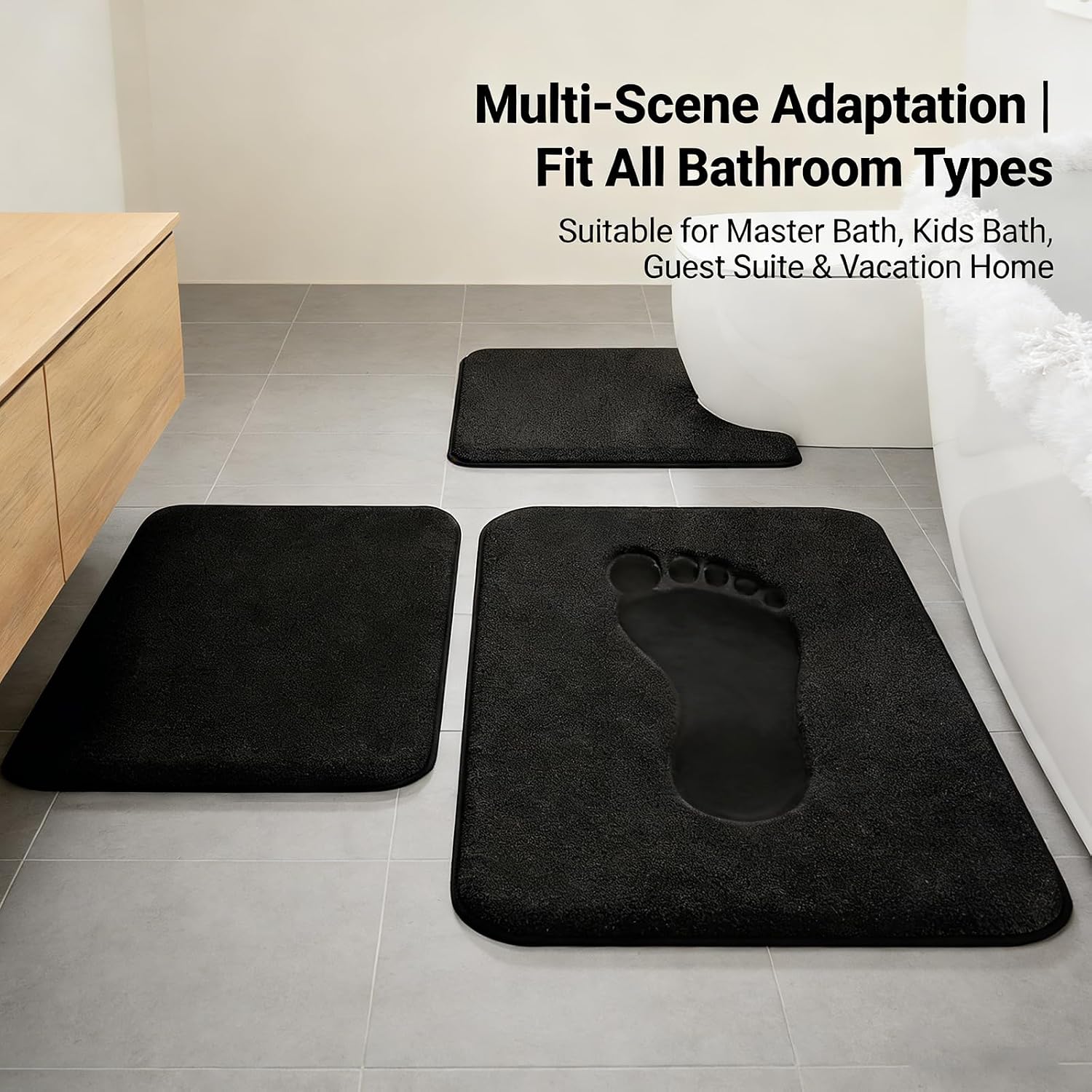 Black Memory Foam Bath Mat Set - Image 2