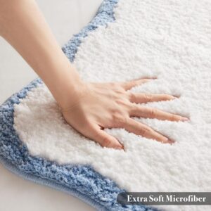 White Microfibre Bath Mat Scalloped Trim