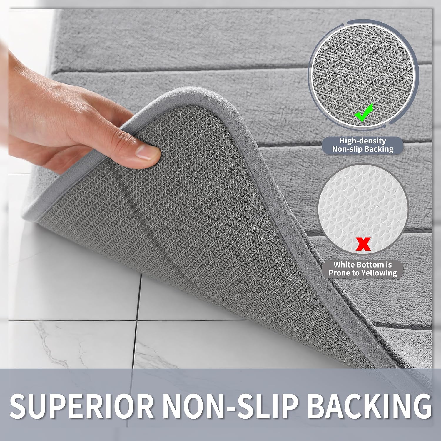 Grey Memory Foam Absorbent Bath Mat - Image 2