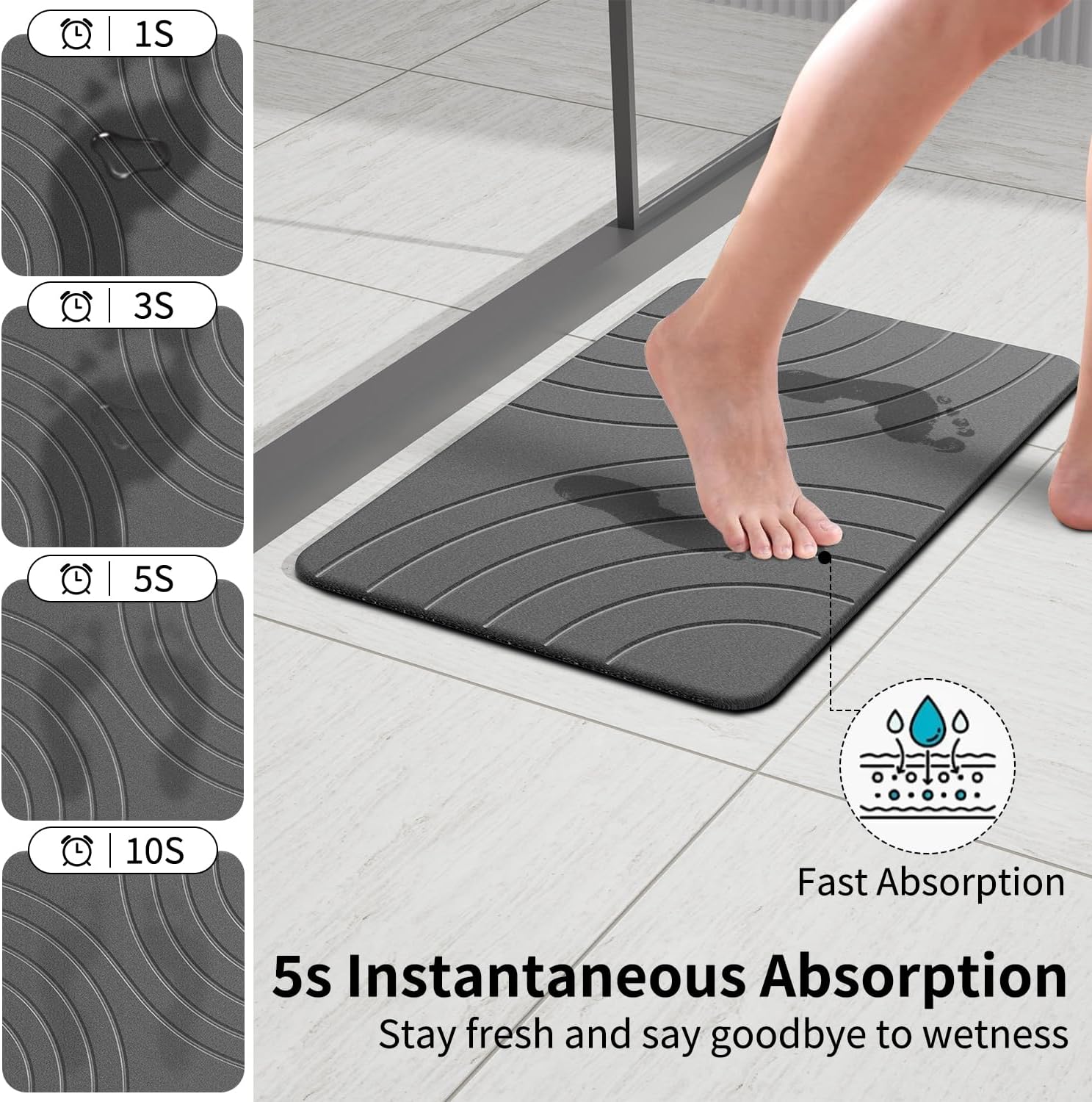 Diatomaceous earth stone shower mat - Image 2