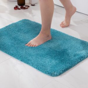Soft Teal Microfibre Fluffy Bath Mat