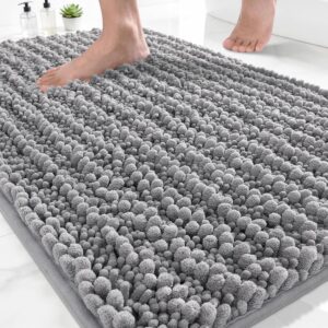 Grey Chenille Shaggy Soft Bath Mat