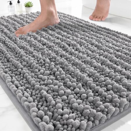 Grey Chenille Shaggy Soft Bath Mat